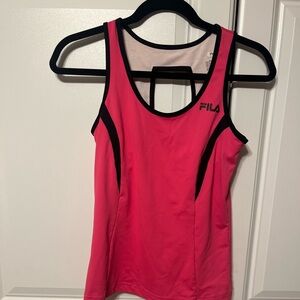 Fila Women's Vibrant Pink Tank Top with black accents size S